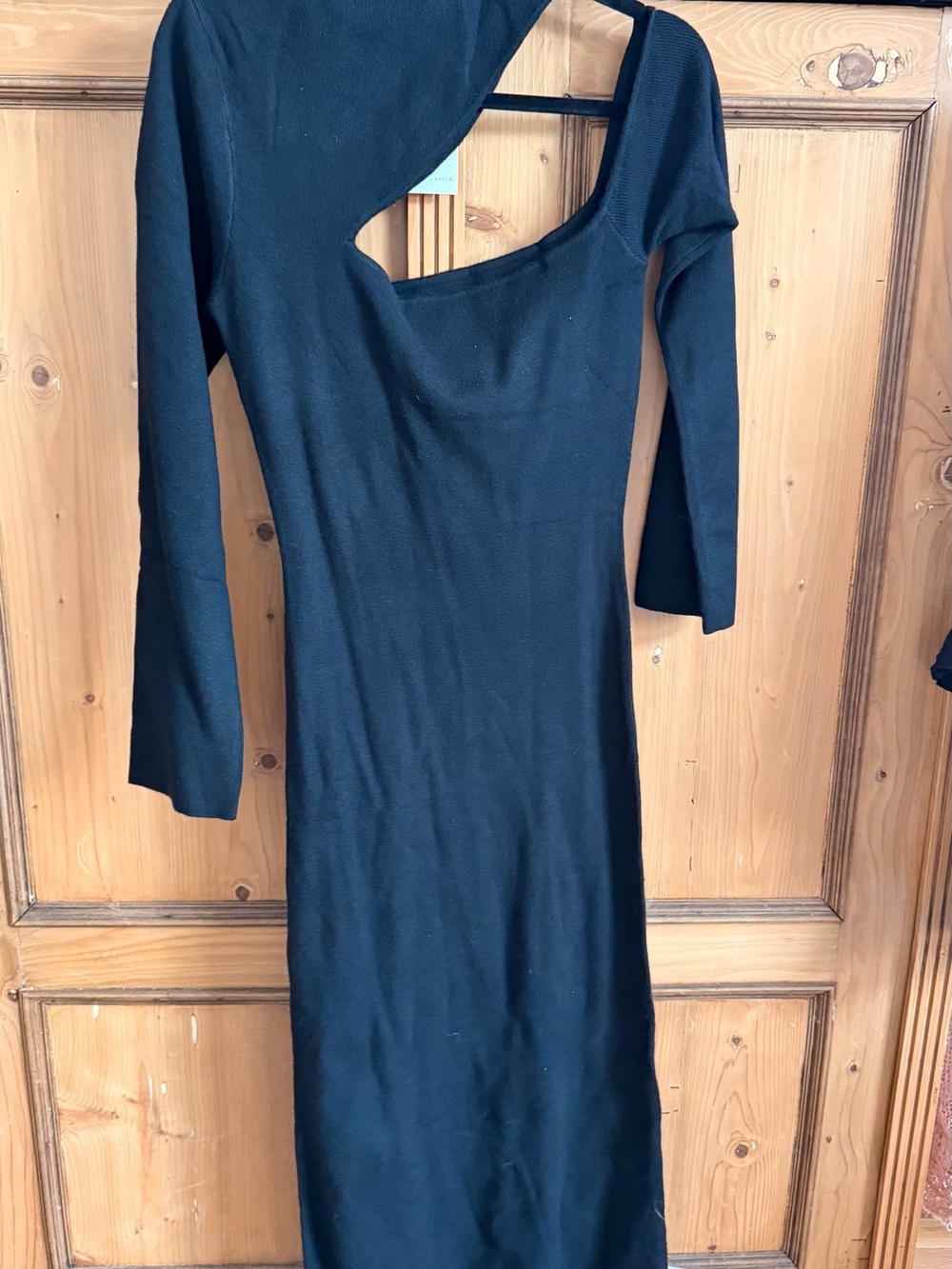 Asymmetrical One-Shoulder Black Sweater Bodycon Dress